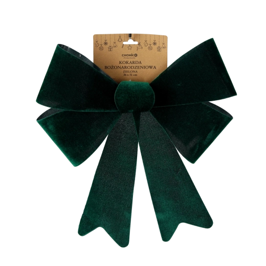 Nœud décoratif de Noël vert 36 × 51 cm