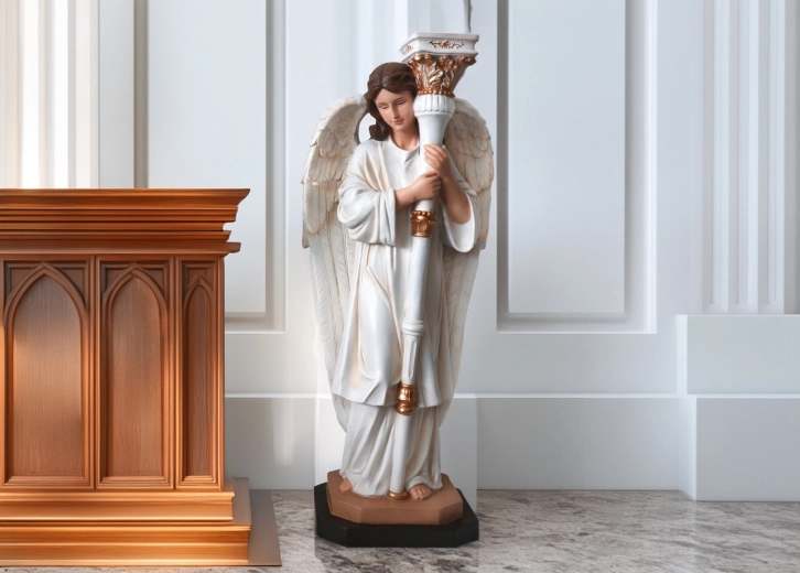 Figure d’ange avec bougeoir pour crèche 80 cm - 1 pièce