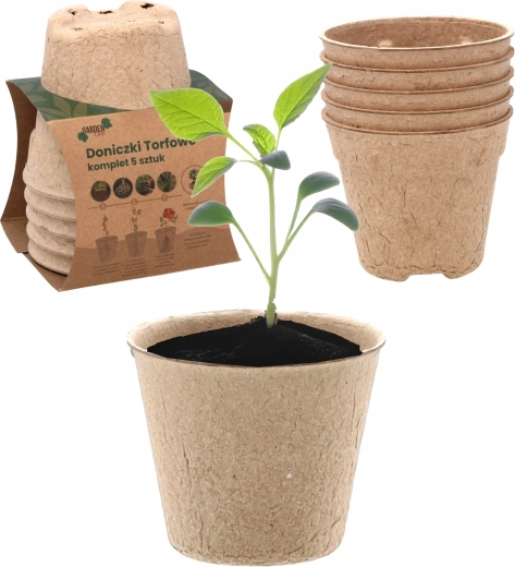 Lot de 5 pots en tourbe 11,5 × 10 cm