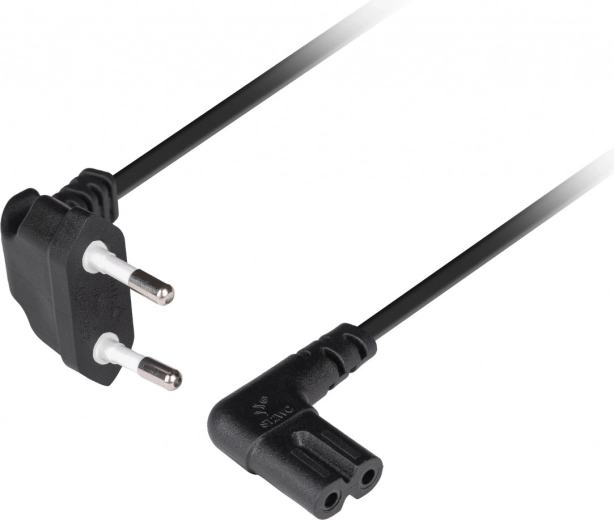 Câble d’alimentation Lanberg Euro (CEE 7/16) vers IEC 320 C7, coudé, 1,8 m, noir