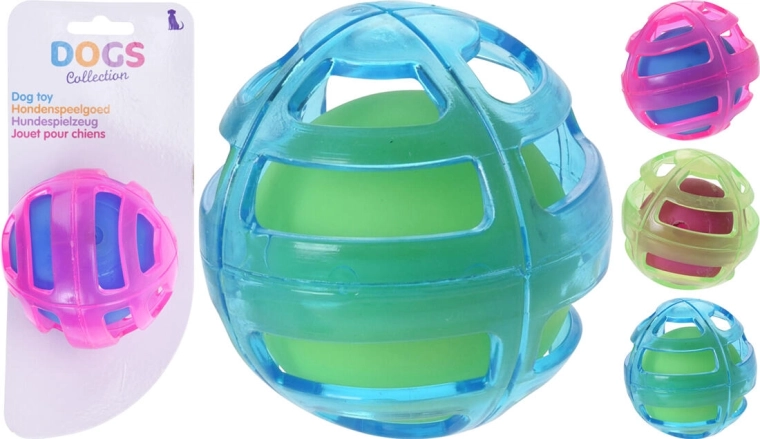 Jouet pour chien balle dans une balle 8 cm, mélange de couleurs