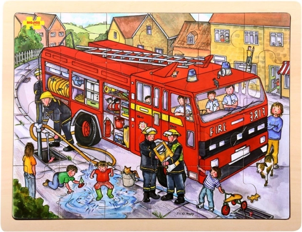 Bigjigs Toys puzzle en bois Pompiers 24 pièces