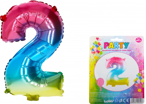 Ballon chiffre 2 arc-en-ciel – 40 cm