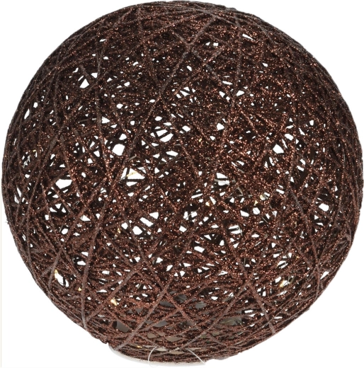 Boule lumineuse en métal 20 cm avec minuterie, marron, 20 LED