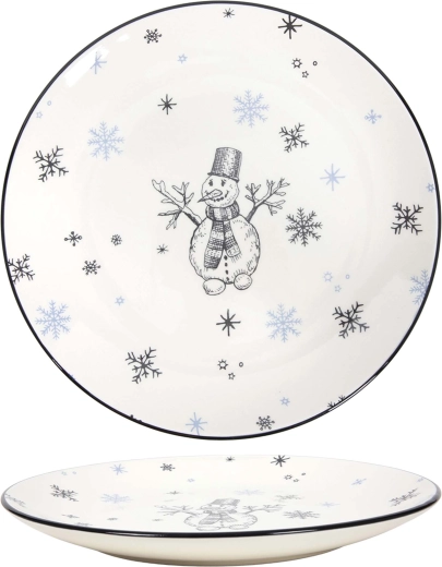 Assiette bonhomme de neige bleue et noire 26,5 cm