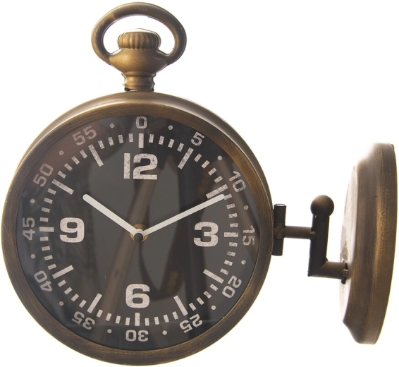 Horloge murale en métal avec décor doré 25 cm