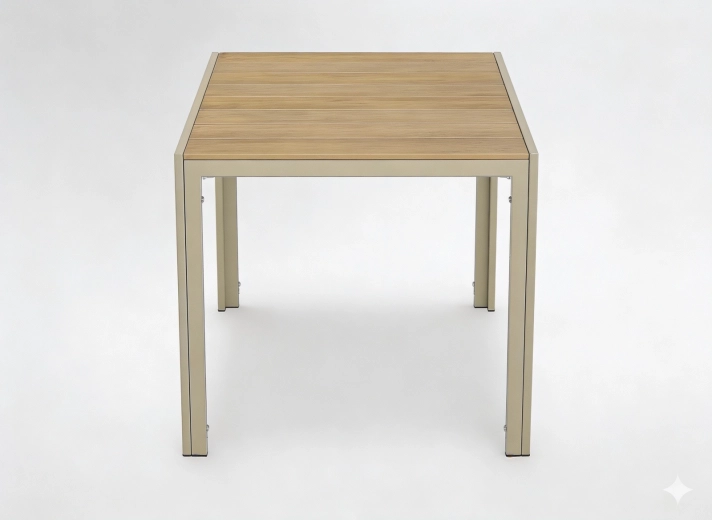 Table de jardin en aluminium beige 80 × 80 × 73 cm