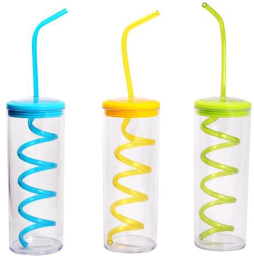 Gobelet en plastique avec paille TORO 300 ml