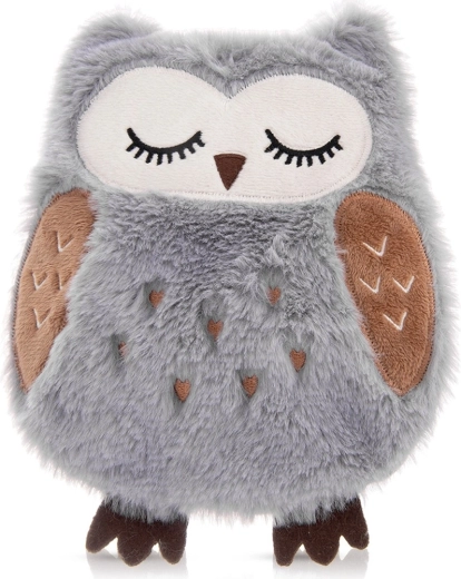 Bouillotte aux grains de blé et lavande dans une chouette en peluche 21 × 17 cm