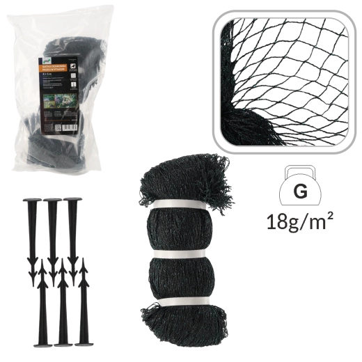 Filet de protection anti-oiseaux 4 × 5 m (18 g/m²)