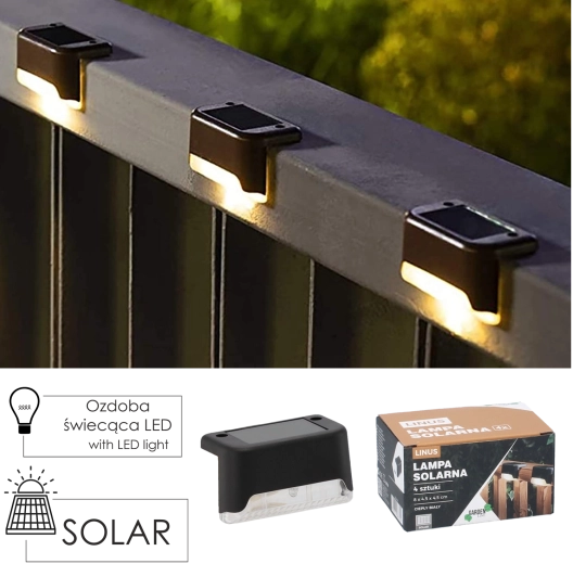 Set de 4 lampes LED solaires LINUS, blanc chaud, 8 × 4,5 × 4,5 cm
