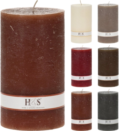 Bougie pilier rustique 9 × 15 cm – assortiment de couleurs