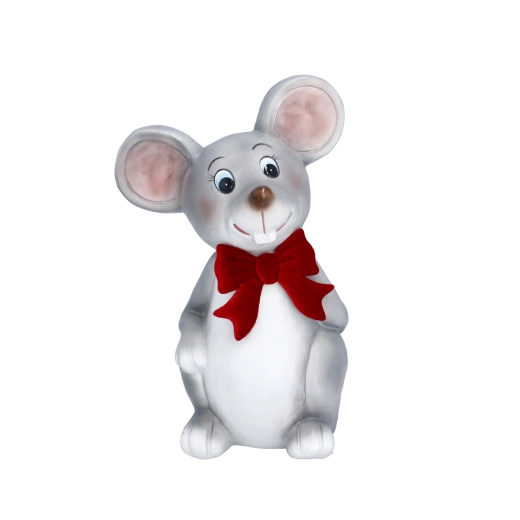 Figurine décorative de Noël représentant une petite souris avec un nœud