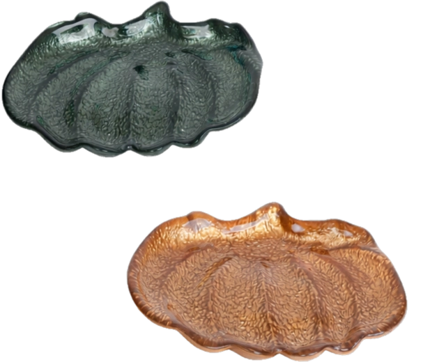 Assiette de service en verre en forme de citrouille – assortiment de couleurs