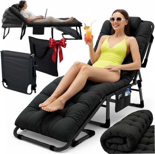 Lit de camp pliant et transat de jardin Sofotel ChillWell Dream – noir