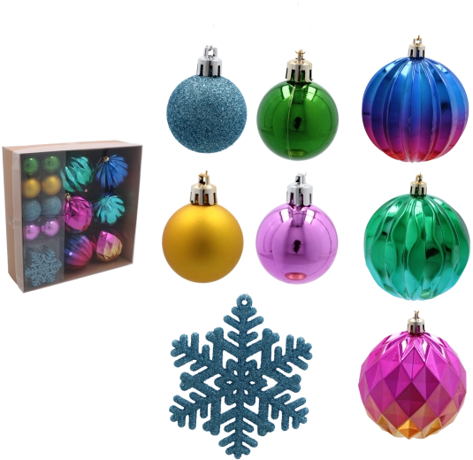 Set de 30 décorations de Noël en mélange de couleurs en plastique résistant
