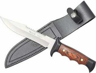 Muela couteau de chasse 15,5 cm, noir, bois Pakka, étui en cuir