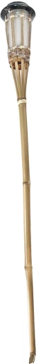 Torche de jardin en bambou solaire 90 cm, blanc chaud