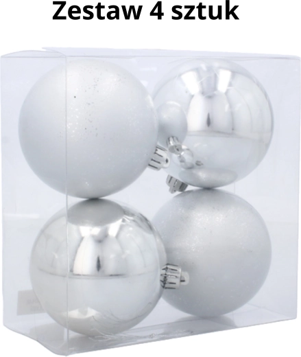 Lot de 4 boules de Noël 8 cm – argentées