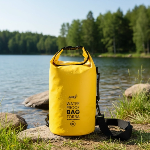 Sac étanche à enroulement 8 L avec sangle, jaune