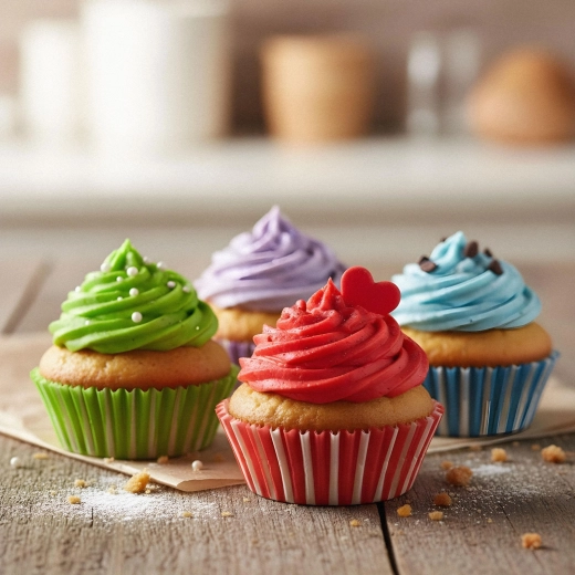 Set de caissettes en papier rayées pour muffins