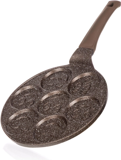 Poêle à pancakes souriants Granite Brown 26 cm, revêtement antiadhésif