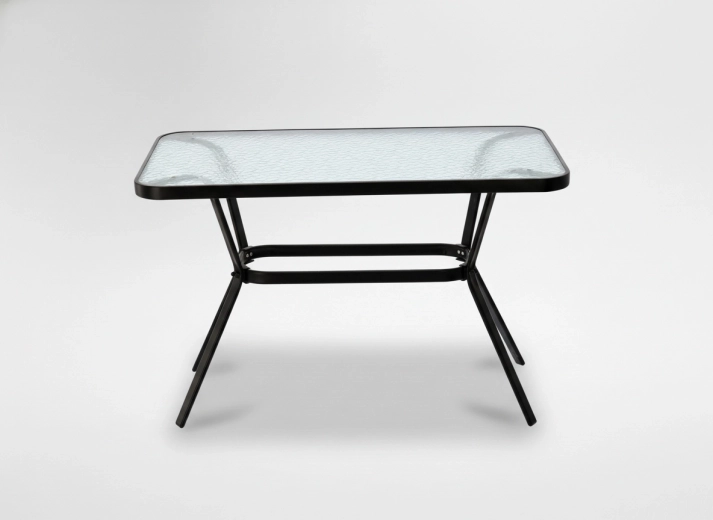 Table de jardin rectangulaire avec plateau en verre 110 × 60 × 70 cm