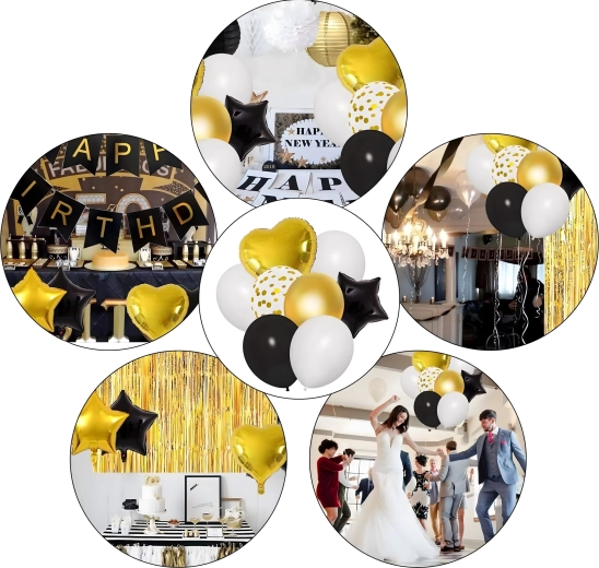 Set de ballons pour 30e anniversaire noir-or XXL