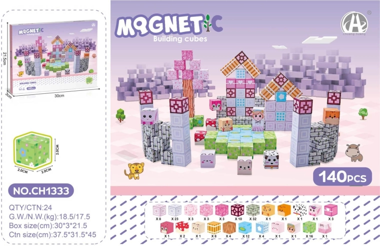 Cubes magnétiques 3D pour enfants 140 pcs