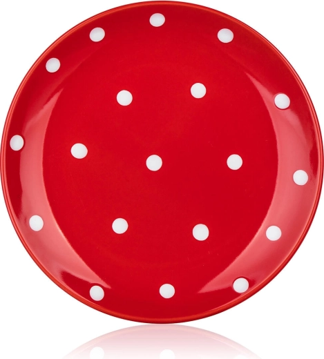 Assiette à dessert en céramique 18,6 cm rouge à pois