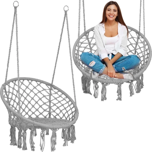 Fauteuil suspendu boho gris