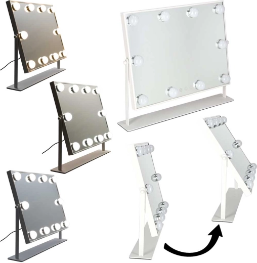Miroir cosmétique LED avec 10 ampoules, 3 couleurs de lumière, blanc
