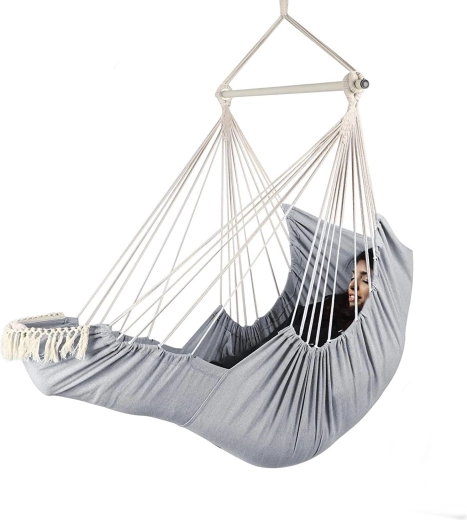 Fauteuil suspendu brésilien LUA Long gris clair