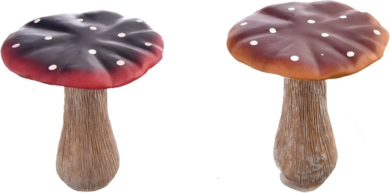 Champignon décoratif en polyrésine rouge-brun 14 cm (2 variantes)