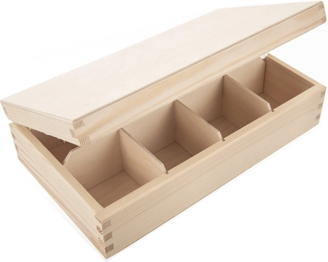 Boîte à thé en bois beige 30 × 18 × 8 cm