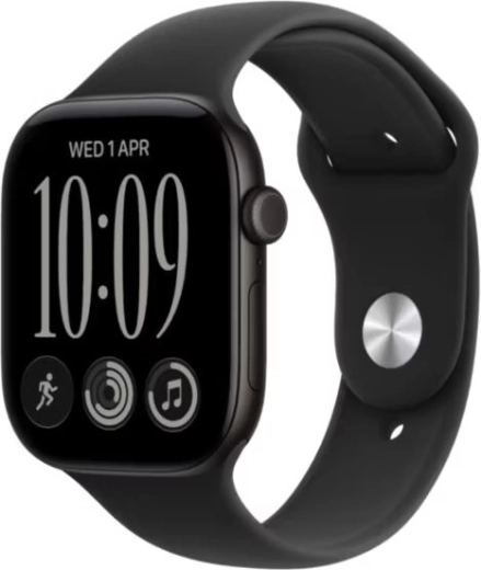 Apple Watch Series 12 GPS + Cellular 42 mm en aluminium noir avec bracelet sport noir S/M