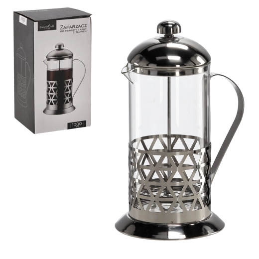 French press à levier pour café et thé 1000 ml en verre borosilicaté et inox