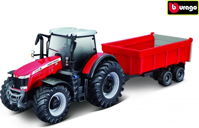 Tracteur en métal Massey Ferguson avec remorque à l’échelle 1:50