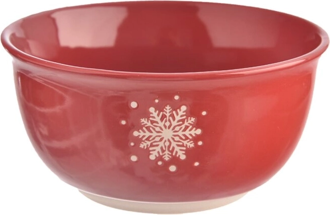 Bol en céramique rouge avec motif flocons de neige 570 ml
