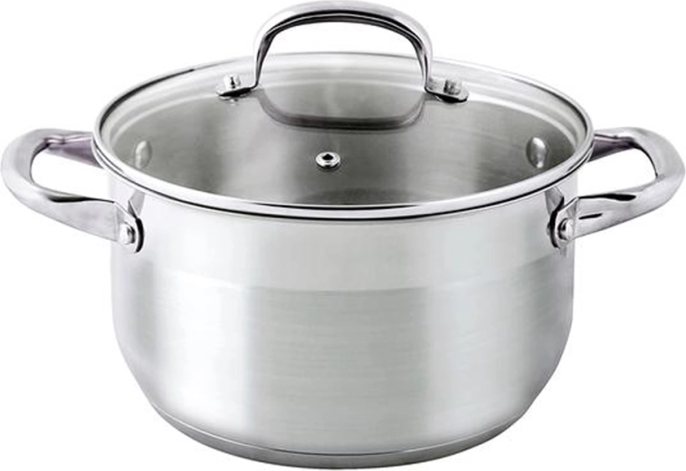 Casserole en acier inoxydable avec couvercle en verre 2,8 l, diamètre 20 cm