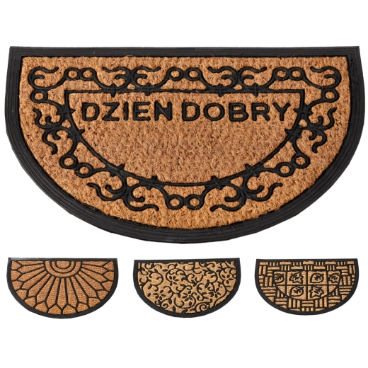 Paillasson demi-cercle en fibres de coco et caoutchouc 40 × 60 cm