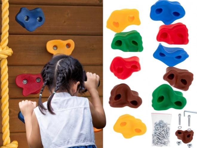 Prises d’escalade pour enfants, lot de 10, assortiment coloré avec vis