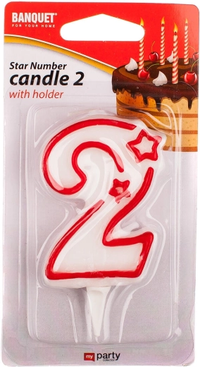 Bougie d’anniversaire chiffre 2 MY PARTY 7 × 4,5 cm