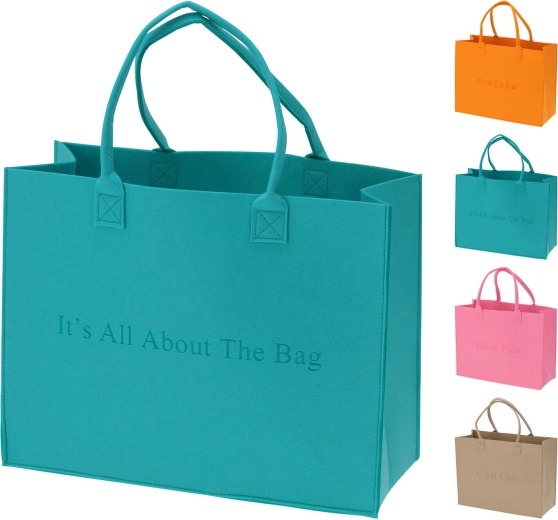 Sac de courses en feutre 44 × 34 × 18 cm, 3 mm, assortiment de couleurs