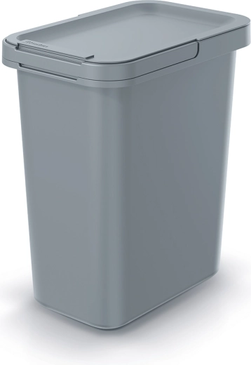 Poubelle étroite Systema 12 l, gris clair avec couvercle basculant
