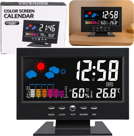 Horloge numérique avec thermomètre et hygromètre intégrés – station météo LED