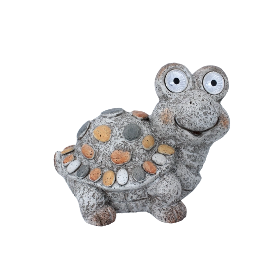 Figurine solaire de tortue de jardin avec yeux LED lumineux