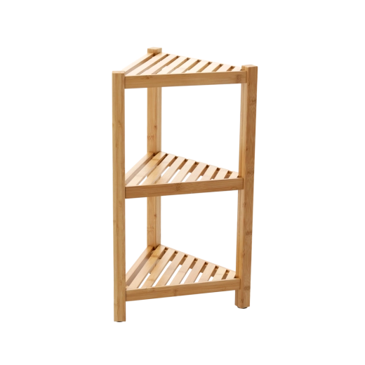 Étagère d’angle en bambou à 3 niveaux, 34 × 34 × 60 cm