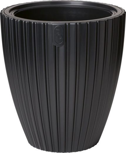 Pot MIKA 40 cm – noir profond, surface mate avec insert