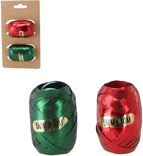 Set de rubans cadeaux 5 mm × 10 m – rouge et vert